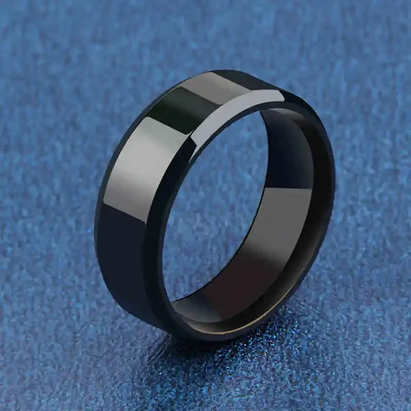 Charm Jewelry Ring for Men Women Stainless Steel Black