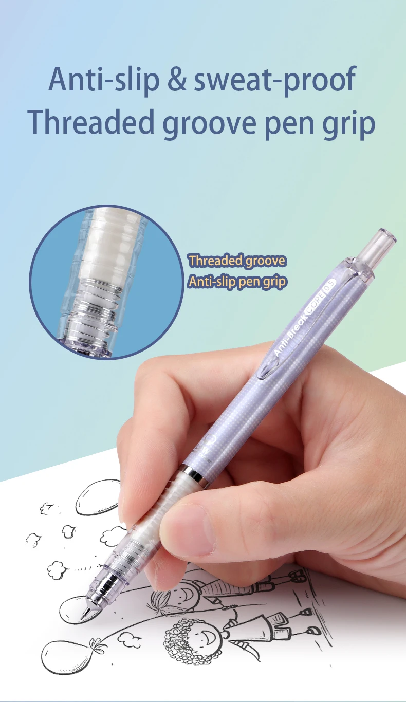 BAOKE 0,5 HB/2B Druckbleistift, 4-Fass-Farbe, niedriger Schwerpunkt, bruchsicherer Kern für Schule, Studenten – Detail 6