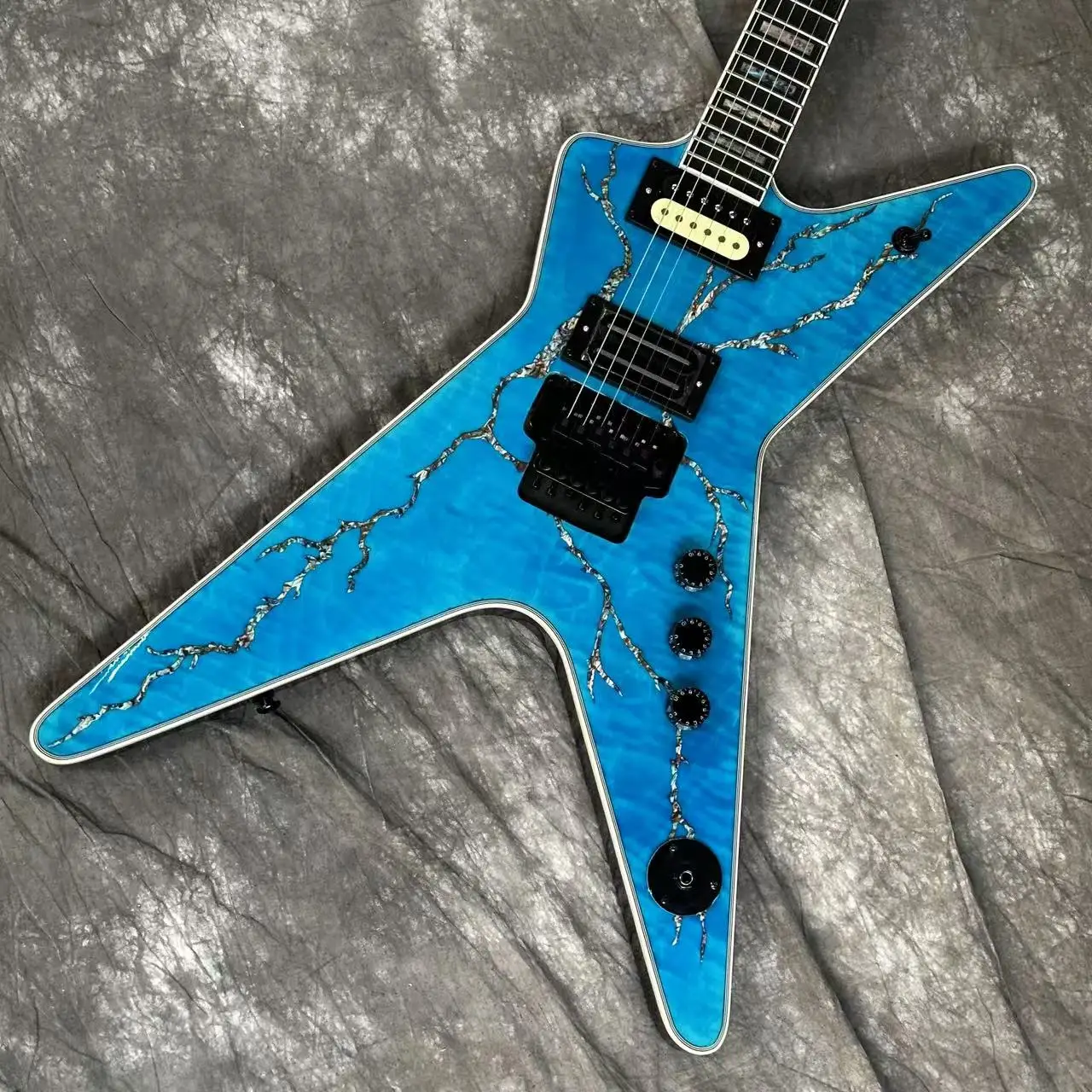 Blue Shell Dimebag Electric Guitar Washbu.n Shell Inlay Lighting Body