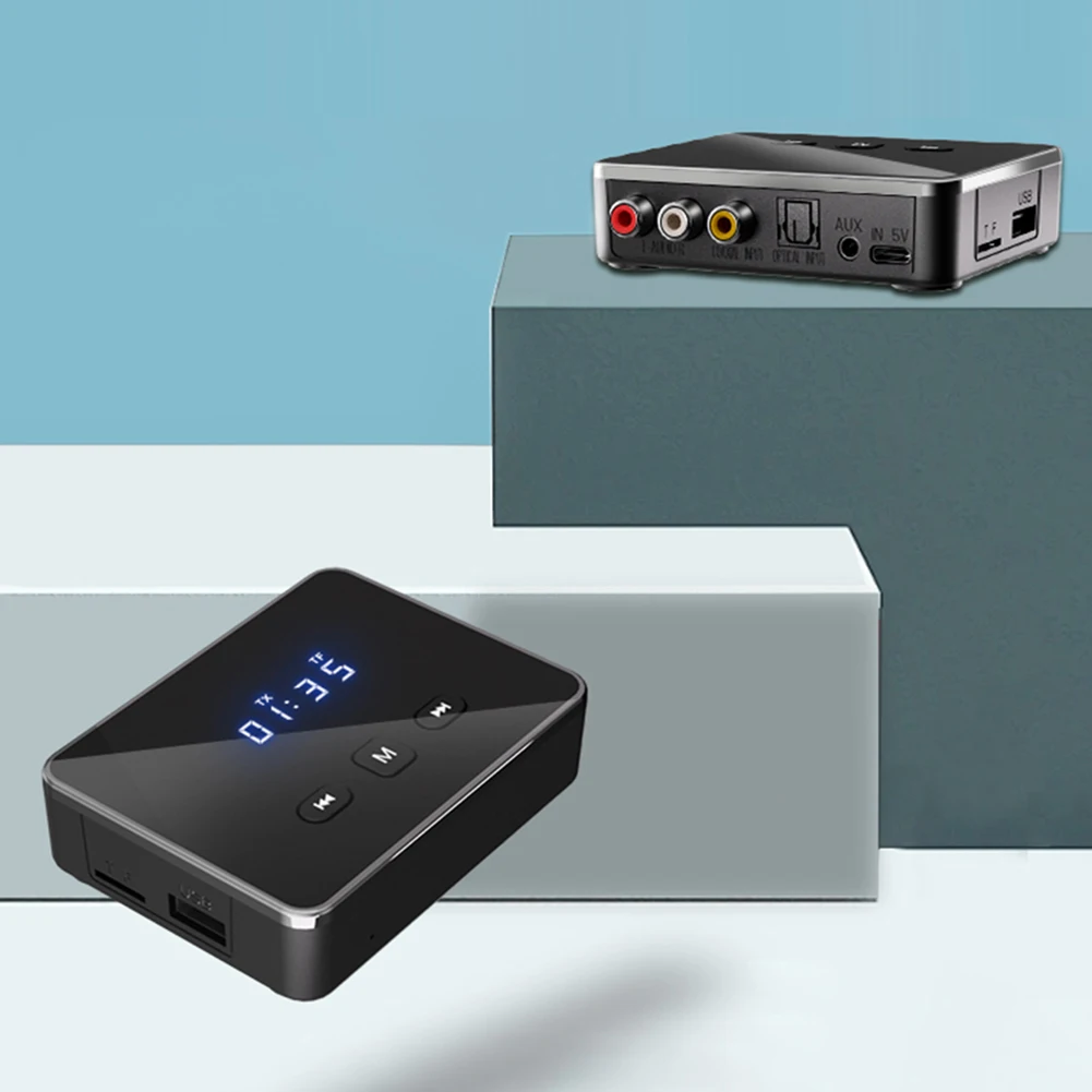 BT 5.4 Receiver Transmitter with RCA 3.5mm AUX & Display Wireless Audio Adapter BT Adapter for TV/Car/PC/Home Stereo/Speakers