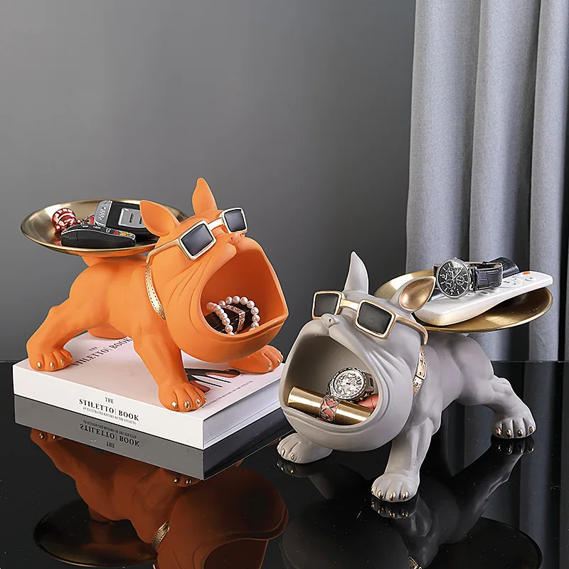 Französisch Bulldogge Butler mit Tablett Hund Statue Lagerung Skulpturen  und Figuren Dekoration Maison Home Room Decor Kunst Tisch Statue -  AliExpress