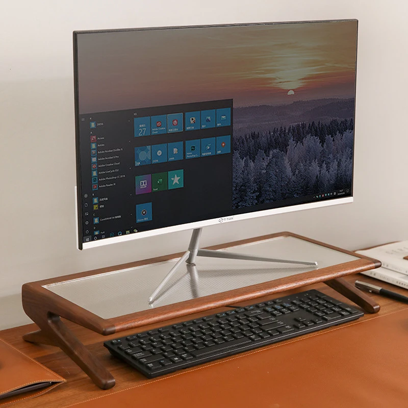 

Solid Wood Desktop Computer Monitor Elevating Rack Household Installation Free Desktop Computer Increase-High Storage Rack