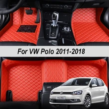 Auto Vloermatten Voor Vw Volkswagen Polo Sedan 2011 2012 2013 2014 2015 2018 Csutomized Lederen Tapijten Tapijten Voet Pads accessoires