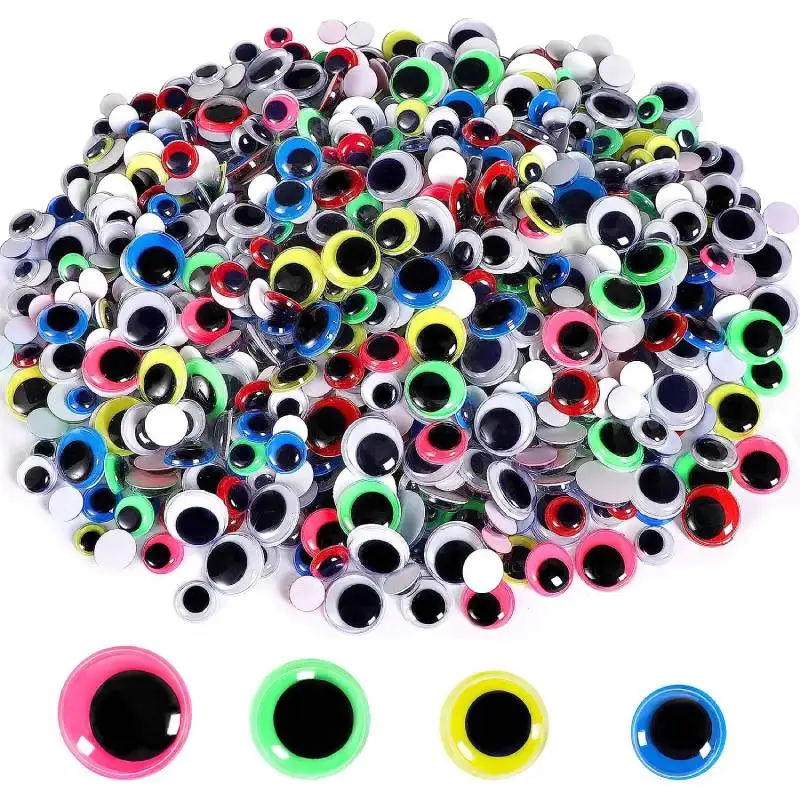 135pcs681015mmRoundWiggleEyesSelfAdhesiveGooglyEyesJiggle