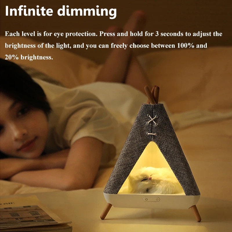 Cute Cat Bluetooth Speaker Bedroom Soft Night Light Music Box Soundbar Wireless MP3 Music Player Birthday Gifts Long Endurance