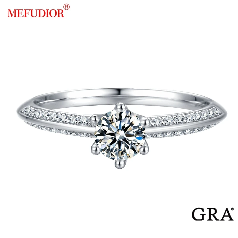 

925 Sterling Silver Luxury Double Diamond 0.5ct Moissanite Lady Ring Wedding Engagement Ring Exquisite Jewelry M13B