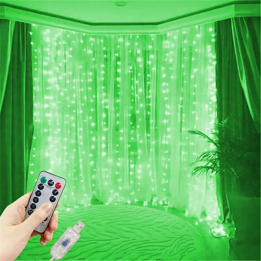 thumbnail image 1 of Guirnalda de luces LED para fiestas, decoración navideña para dormitorio, 3 m, 4 m, 6 m, para bodas, vacaciones, luces para exteriores, 8 modos, USB, 1 of 5