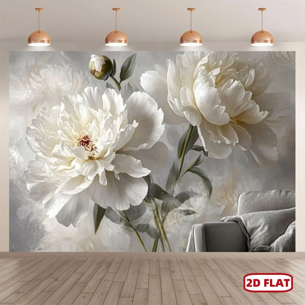 1 elegant beige peony flower mural - suitable for decorating living ...