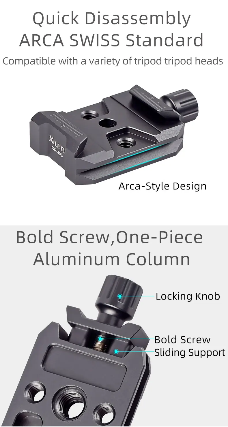 Quick Release Clamp XILETU QR40S ARCA Style Ronin SC for DJI Ronin S / Ronin SC