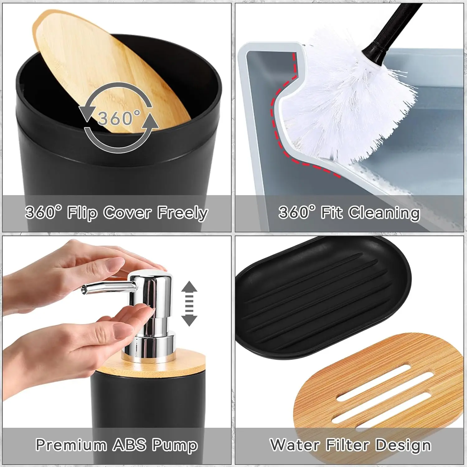 Black Bathroom Set. Shower Curtain & Rug. Ombre Waterproof Curtain. Ultra Absorbent Rug. Stylish Home Decor.