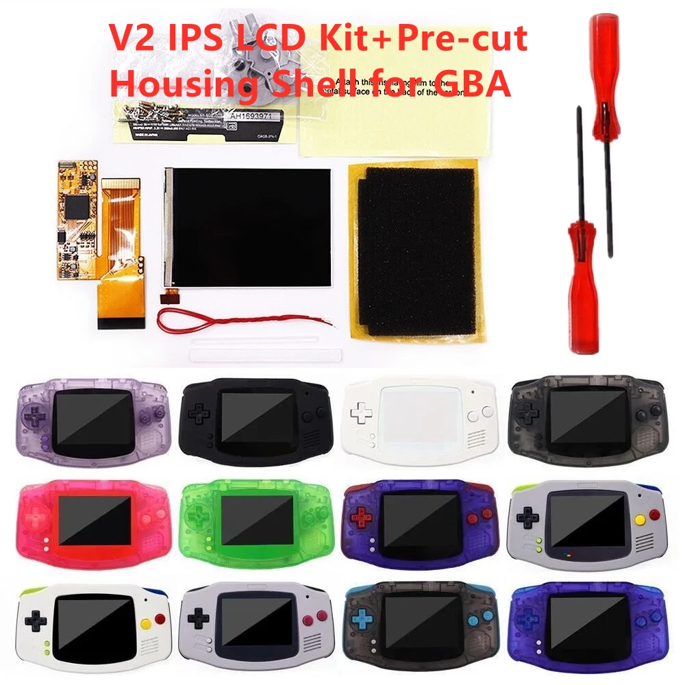 

DIY Customized Shell V2 IPS 10 Levels of Brightness LCD Kit+Pre-cut Shell With Colorful Buttons For Gameboy Advance Console