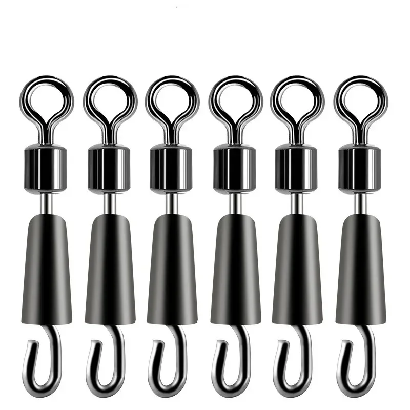 30/50pcs Bearing Swivel Fishing Connector Stainless Steel Carp Fishing Accessories Snap Fishhook Lure Solid Ring Swivel Tackle