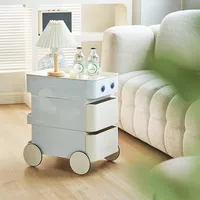 Table de chevet mobile design, unité de rangement moderne avec chariot poussoir pour petits espaces, organisateur de chambre compact 2