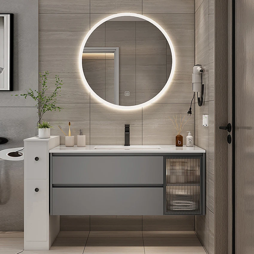Marble Smart Bathroom Vanity Cabinet With Sink And Mirror Looking Combination One Hand Wash Basin Washbasin Toilet Round Mirror Marble Smart Bathroom Vanity Cabinet With Sink And Mirror Looking Combination One Hand Wash Basin Washbasin Toilet Round Mirror