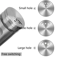 Stainless Steel Spice Seasoning Jar Built in Glass Bottle Rotating Cover Three Types of Perforation Methods: Large, Medium, And 2