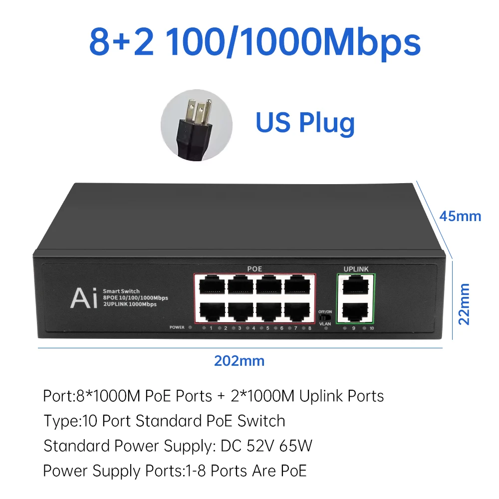 10Ports 1000M US