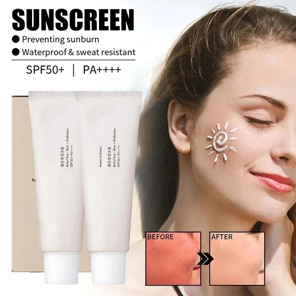 SPF50+ Korean Rice Probiotic Sunscreen Solar Blocker Skin Whitening Cream Anti UV Sun Block Facial Mild Moisturizer Serum 50ml
