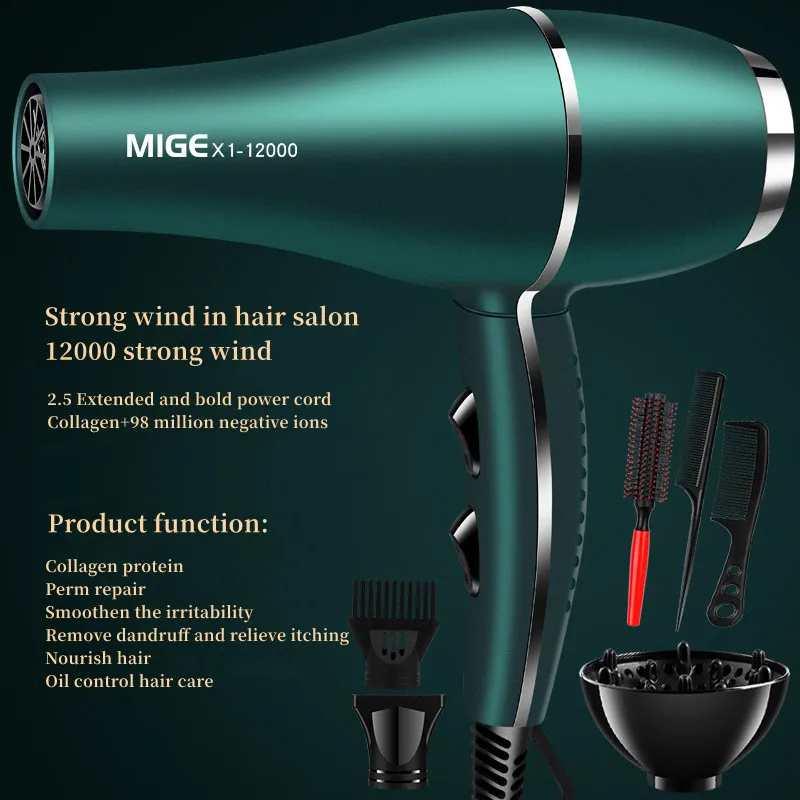 2200w High-power Salon-class Quick-drying Hair Dryer 12000 Wind Anti-static Bass Noise Reduction Home Hair Salon Recommendation