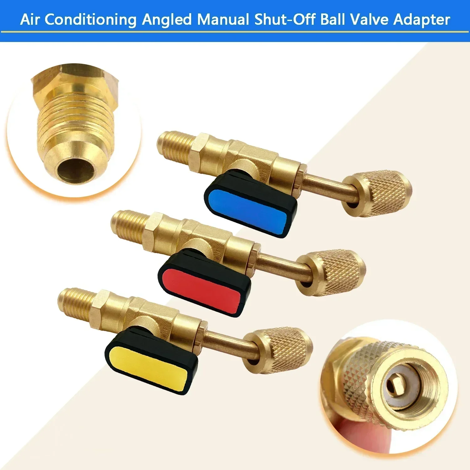 Air Conditioning Refrigerant Ball Valve 1/4" SAE Straight Shut-Off Valve for R134A R410A R22 R12 Charging Hoses AC Refrigerant