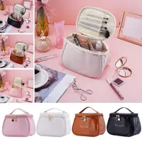 Sac de Maquillage en Cuir PU à Double Couche, Grande Capacité, Organisateur de Cosmétiques de Luxe, Accessoires de Voyage pour Femmes 2