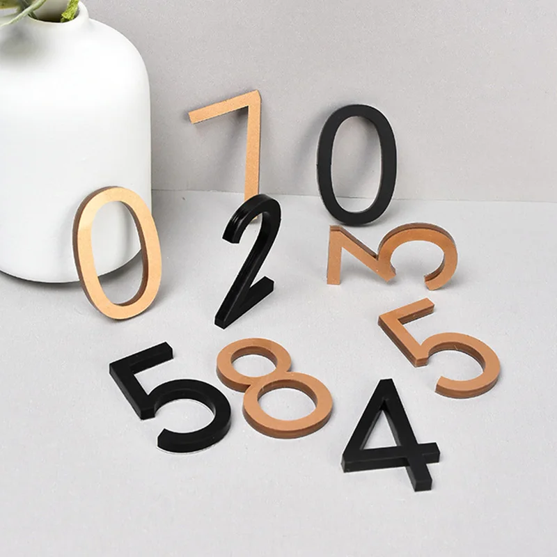 Door Plaque 3D Numeral Self Adhesive Modern Door Number For Exterior House Apartment Mailbox Address Digits Sticker Sign