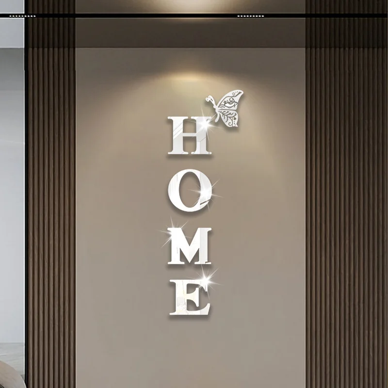 Mirror Wall Sticker Acrylic Wall Sticker Wall Sticker Butterfly Home English Letter Wall Stickers Mirrors Acrylic Self Adhesive Detachable Wall Stickers Modern Home Decoration