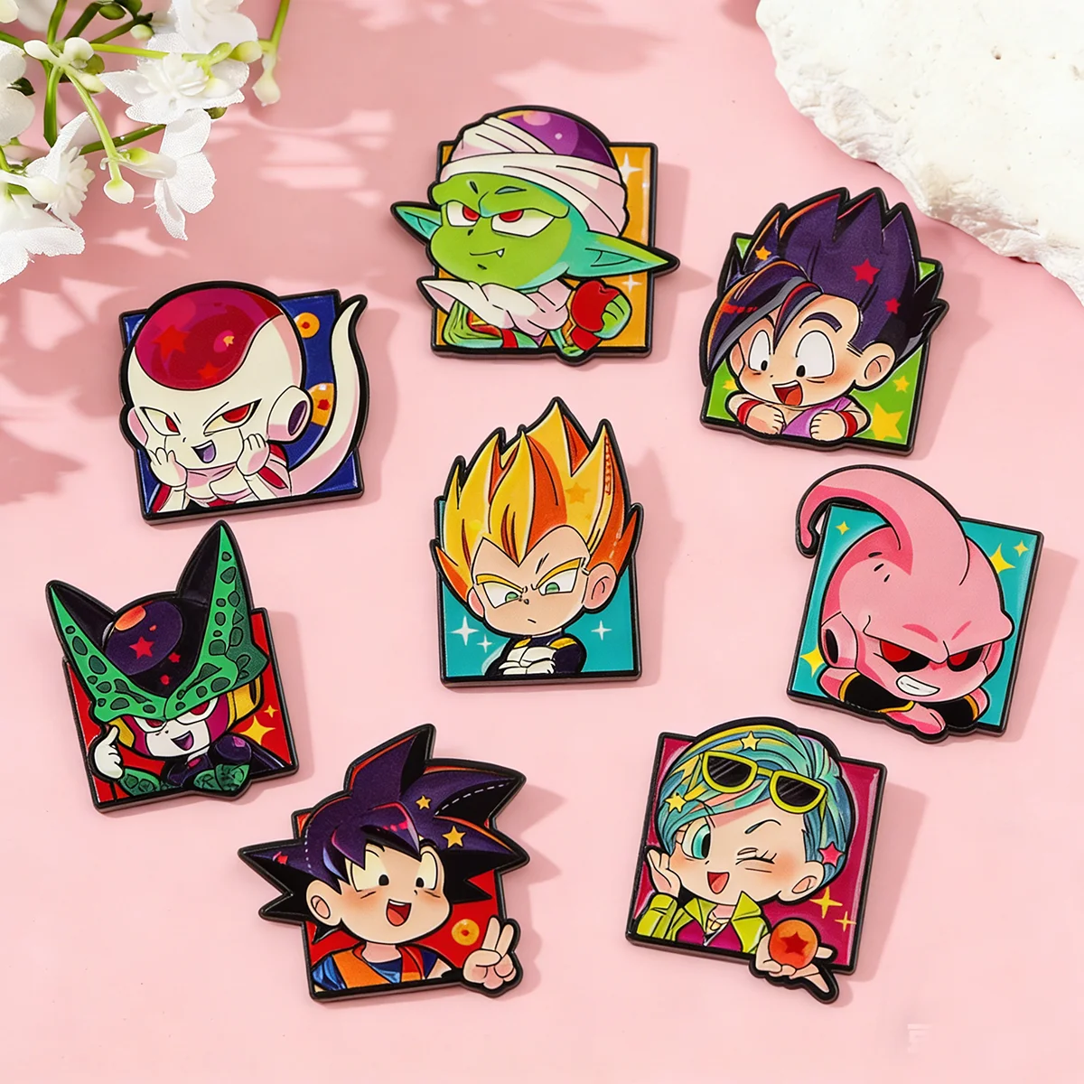 8 Stück Anime Neue Anime Goku Brosche Abzeichen Vegeta Roshi Piccolo Emaille Anstecknadeln Kreatives Abzeichen Geschenk für Fans