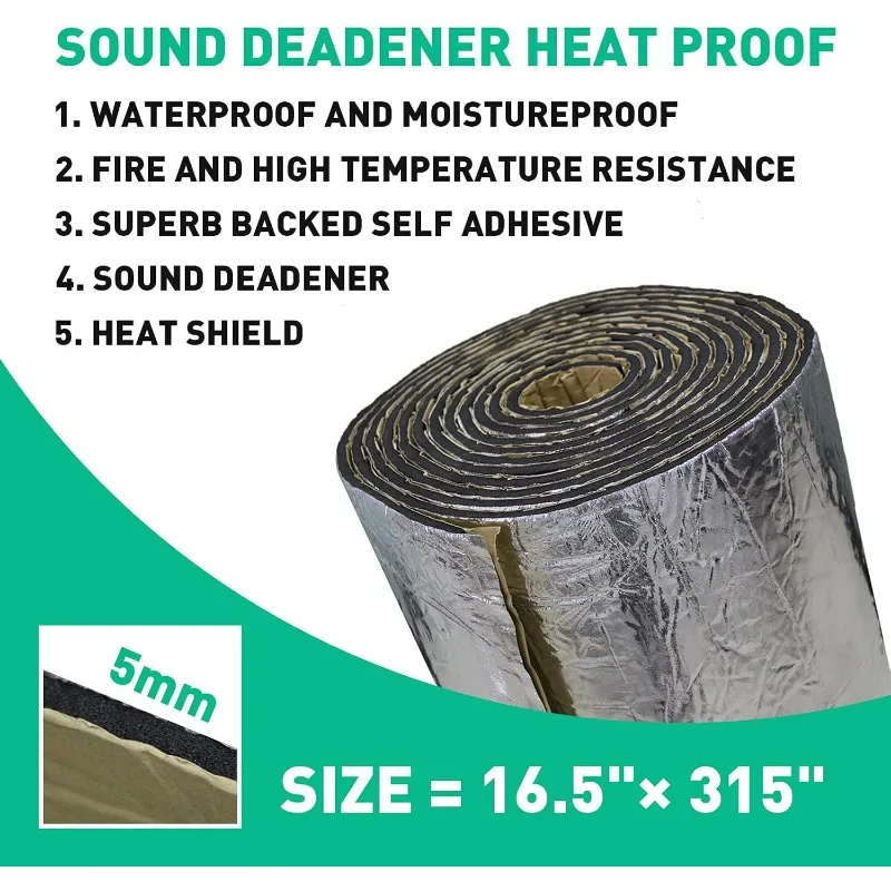 Enhanced Automotive Thermal and Acoustic Insulation Mat - Aluminium Foil Heat Barrier, 5mm/10mm Thickness