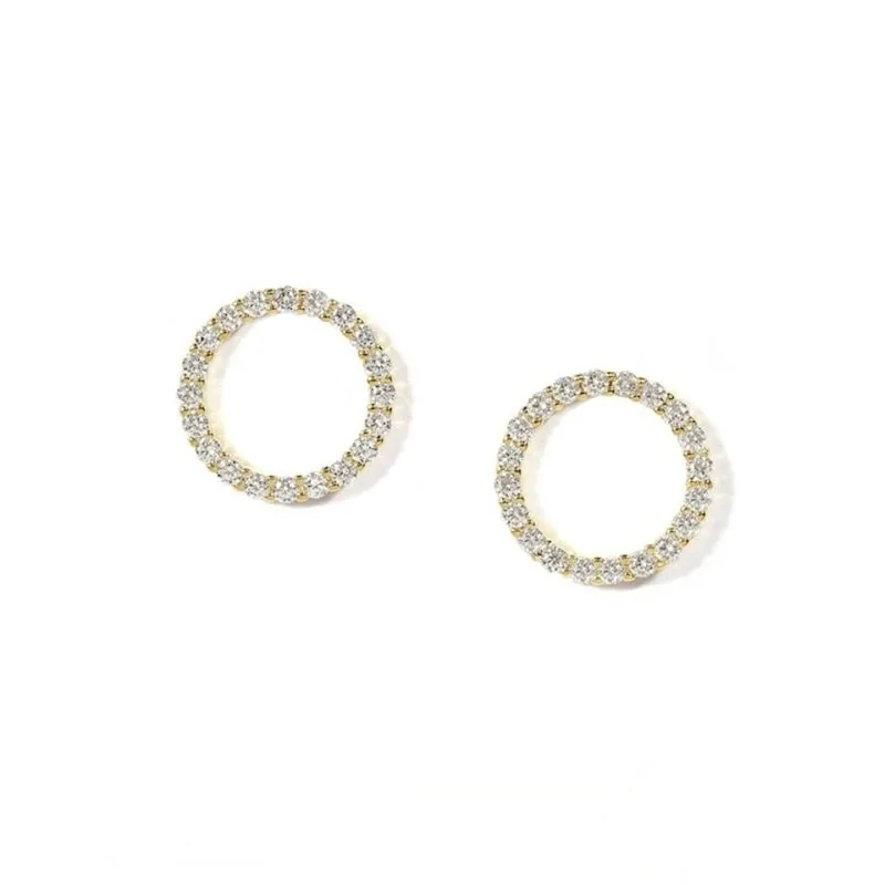 Stud Earrings Small Circle Women Korean Fashion Gold Color Crystal Minimalist Jewelry Accessories