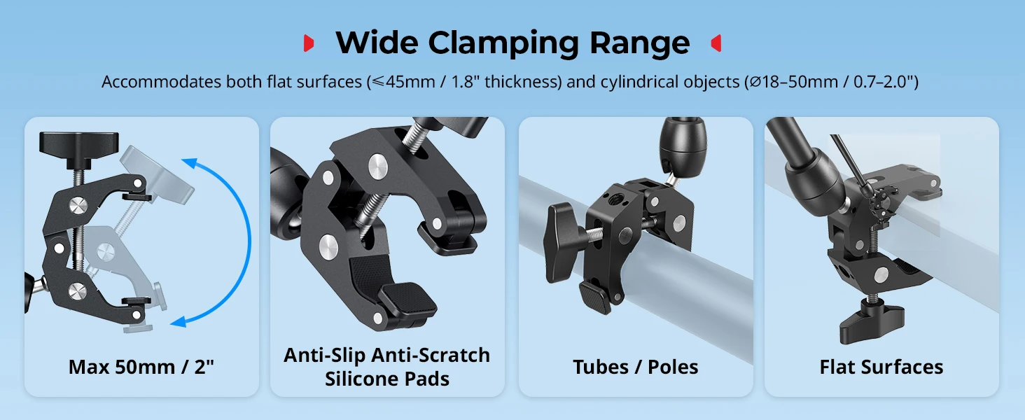 SmallRig Desktop Magic Arm mit krabbenförmigem Klemmset, zweiteilig, verstellbarer Magic Arm, 55 cm, 5624 – Detail 4