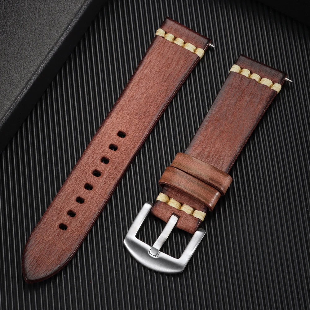 Handmade Retro Italian Leather Business Universal Watch Strap - Premium Cowhide Band