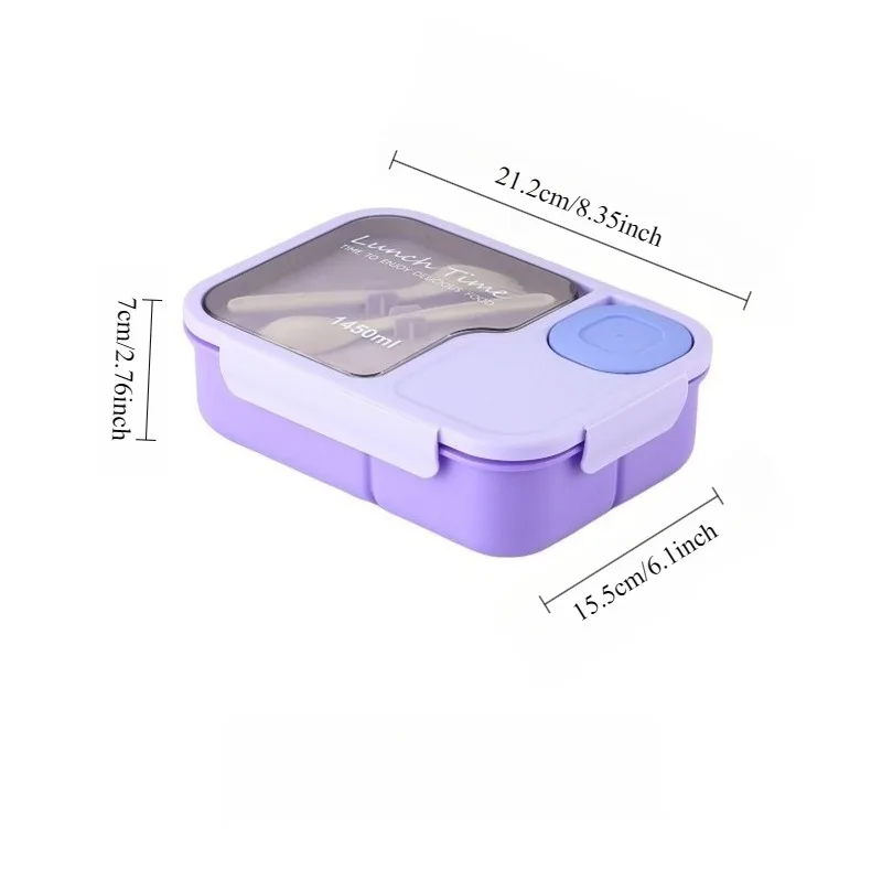 Bento Box-Portable lunch box with built-in tableware and sauce box, square meal reserve box for school, office and travel - 3