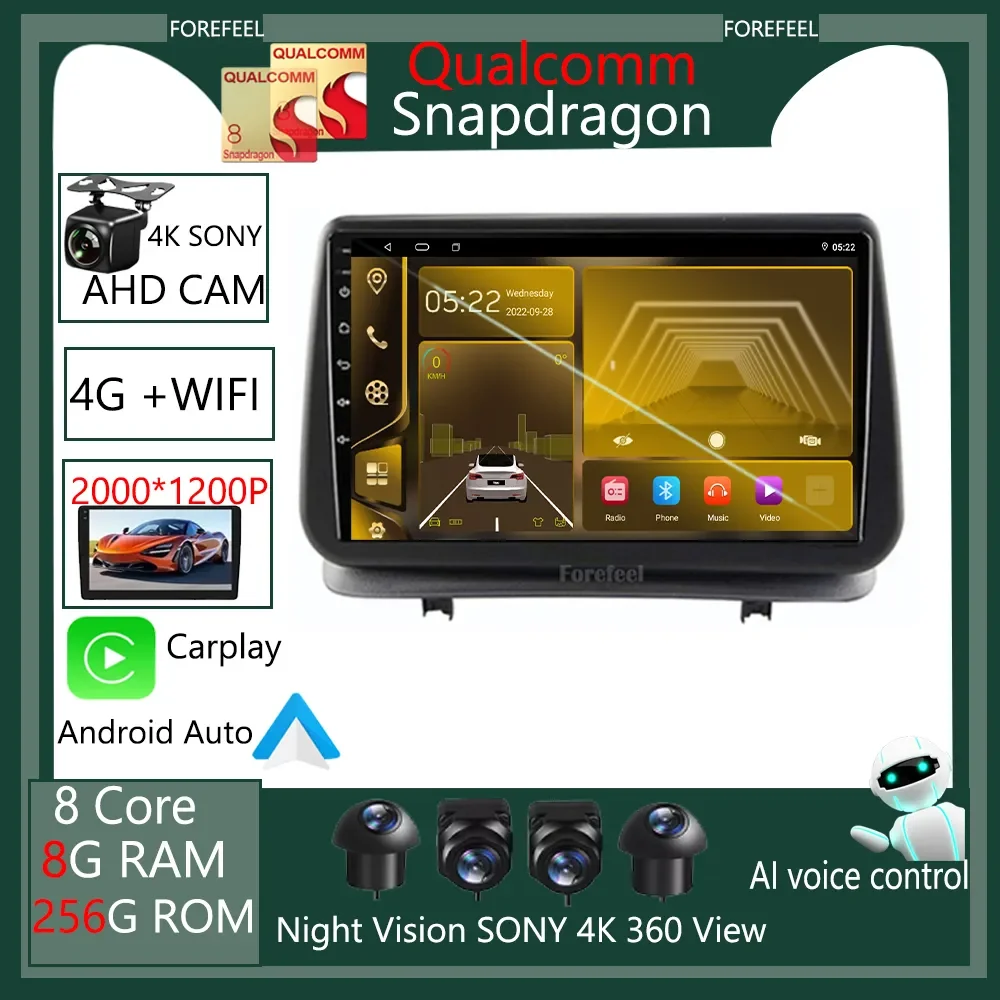 

Android 12 For Renault Clio 3 CLIO3 2005-2014 Multimedia Screen Navigation Video Car Stereo Radio GPS High-performance