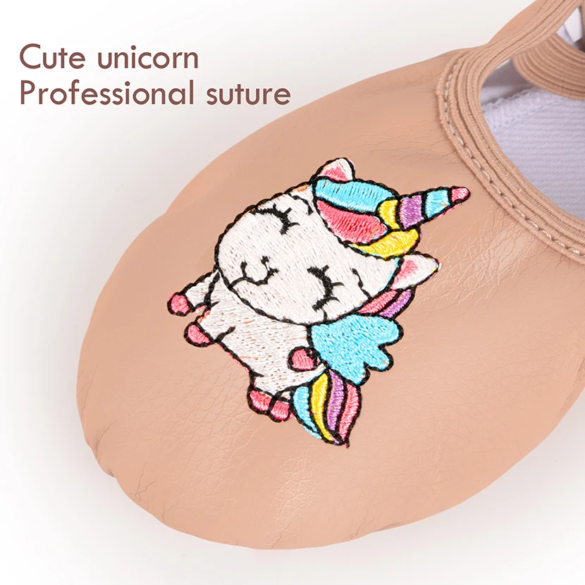 Girls Ballet Shoes  PU Split-Sole Crossed Gymnastics shoes Cute Pattern Perfect for stage performances - 2
