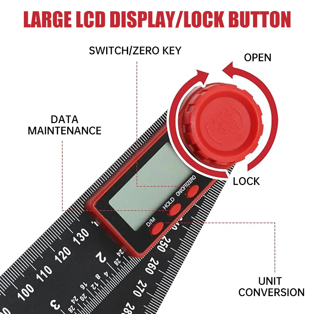 200/300mm Digital Angle Finder Ruler Protractor Inclinometer Electron Goniometer Angle Measuring Tool