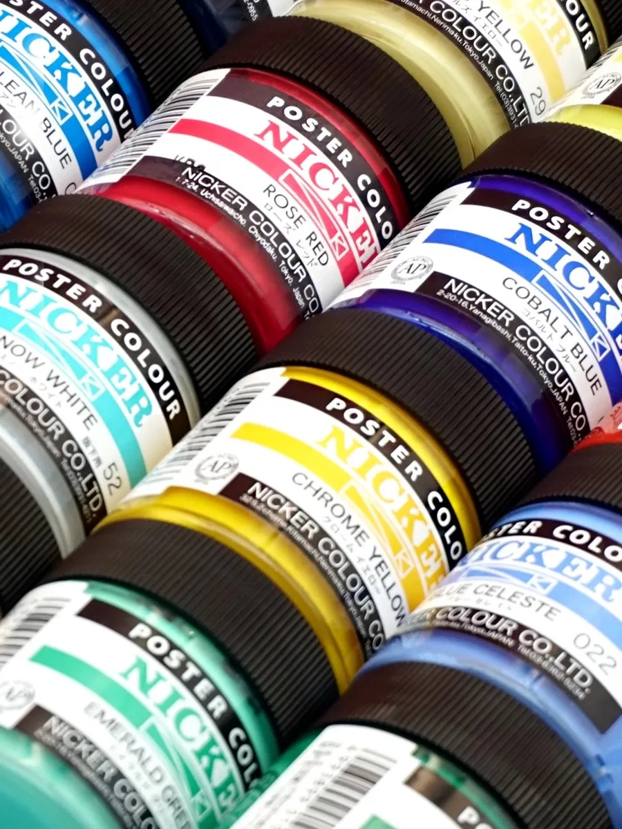 Japan Nicker Poster Color  40ml Opaque Watercolor  Glass bottle fluorescent gouache pigment 3