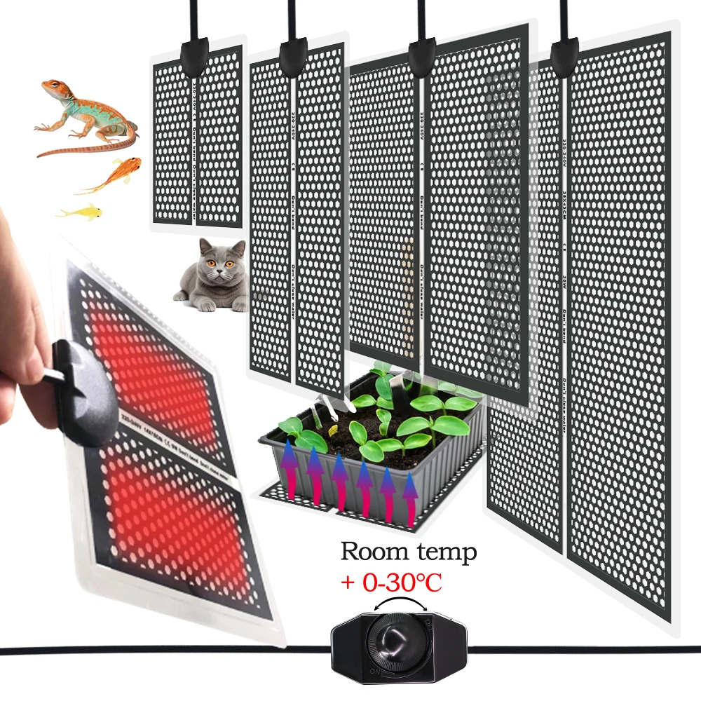 5-20W Seedlings Heating Pad with Temperature Adjustment Waterproof Reptile Heat Mat Under Tank Pad for Tortoise Snakes Lizard