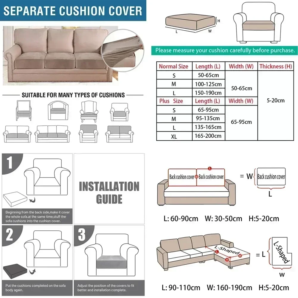 Stretch Sofa Cover Cushion Couch Armchair Covers Thick &Washable Soft Velvet Slipcover Furniture Protector for Dogs,Pets&Kids 6