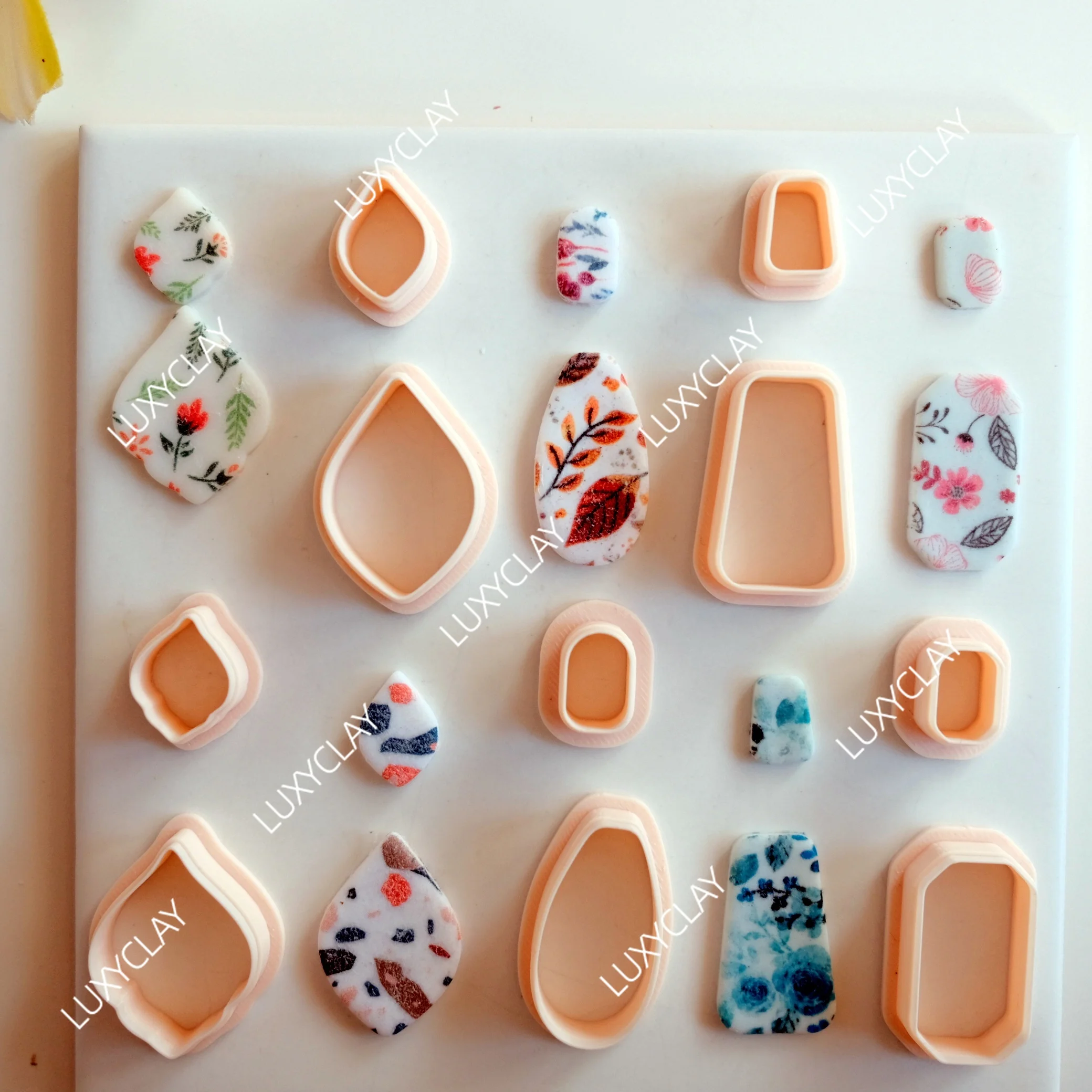10pcs 기본 기하학적 모양 점토 금형, DIY 귀걸이 및 보석 만들기를 위한 다이아몬드 타원형 사다리꼴 직사각형 폴리머 점토 커터