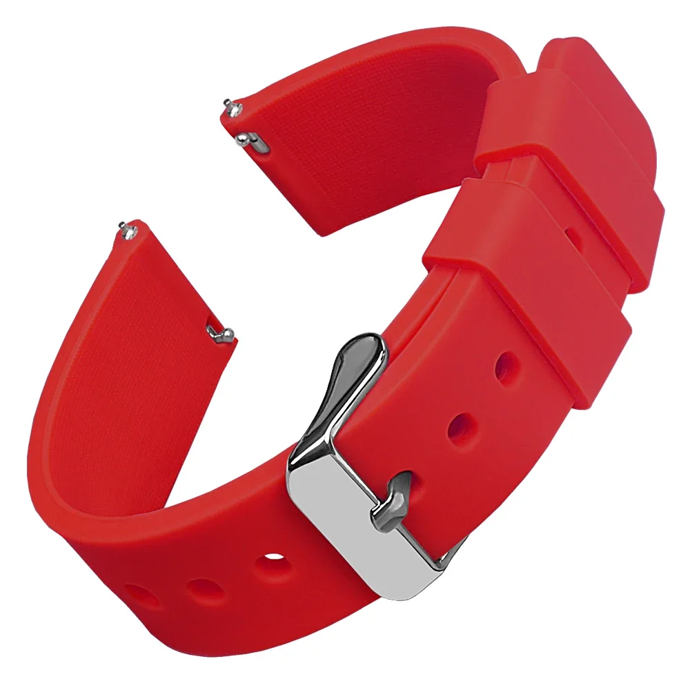 Durable Quick Release Silicone Sports Watchband with Polished Buckle