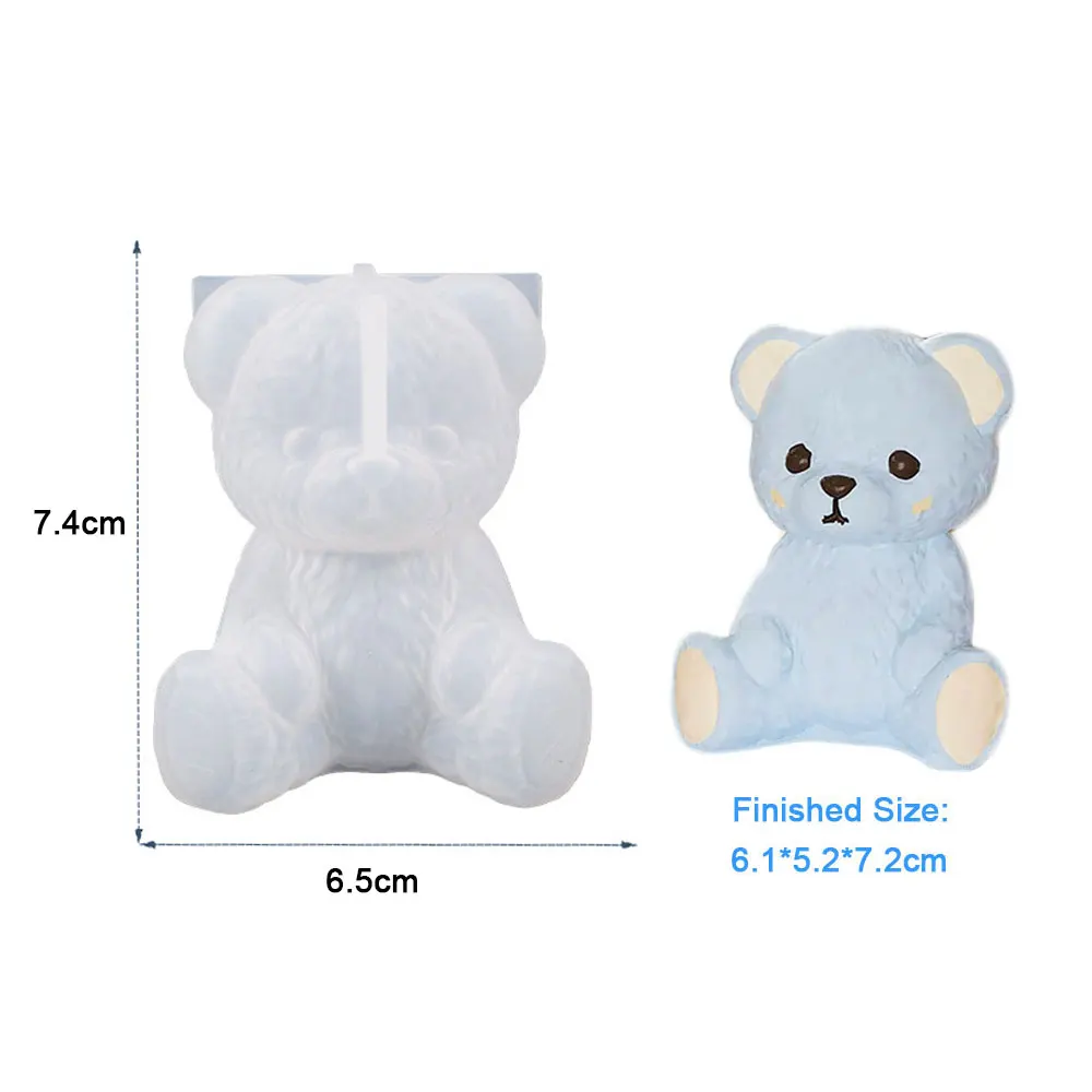 Description Picture 4 of itemFor Fun 3D Smiling Teddy Bear Silicone Candle Molds Crystal Resin Mold Plaster Making Kit Handmade Ice Cube Mold Home Decor Gift