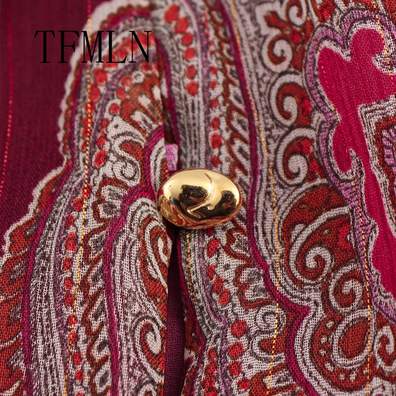 TFMLN Women Loose Long Dress Fashion Holiday Style Lantern Sleeve Lace Up Neck Midi Dress Bohemian Summer Vintage Dress