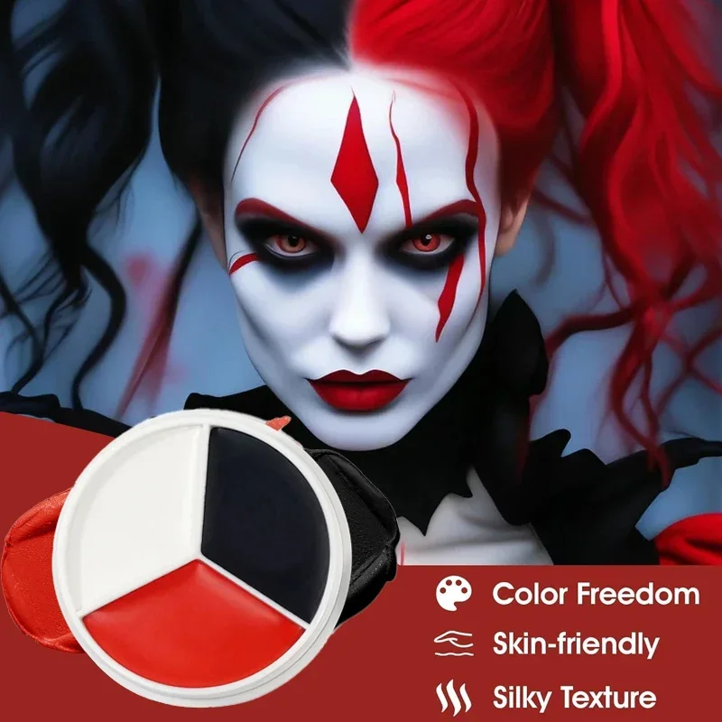 Halloween Makeup Palette Face Body Paint Makeup Wheel White Black Red Waterproof Zombie Skeleton Cosplay Makeup Face Painting 3