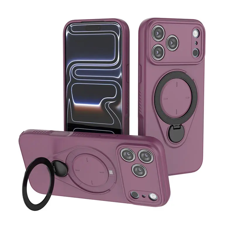 Magnetic TPU Phone Case with 360° Rotating Kickstand and Ring Holder