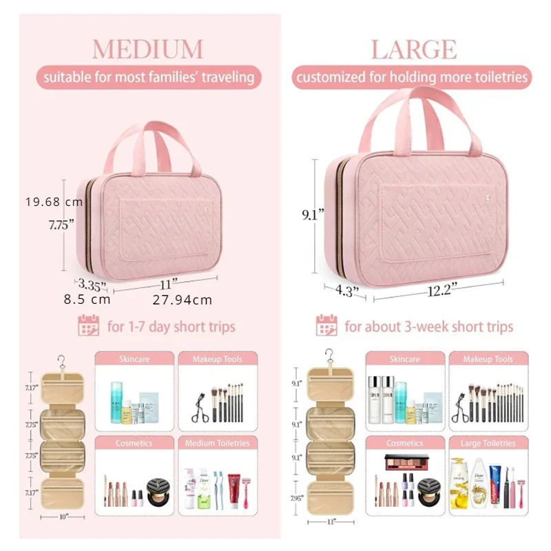 Foldable Makeup Bag Women Travel Organizer Hanging Toiletry Cosmetic Bag Waterproof Make Up Beauty Pouch Men Bathroom Storage 4