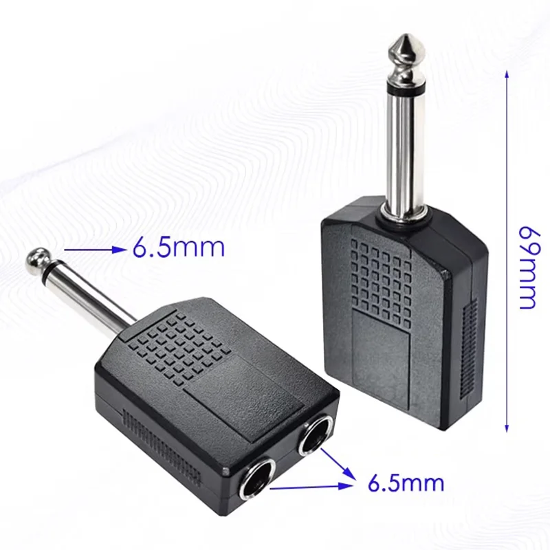 Universal Audio Jack Adapter - 6.35mm Male to 3.5mm/6.35mm Female Headphone & Microphone Splitter
