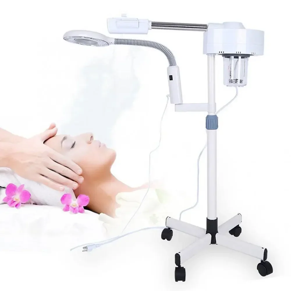 Facial Steamer LED 5X Magnifying Floor Lamp Machine Multifunction Spa Professional Face Sprayer Humidifier sales 2 in 1 rf multifunction face