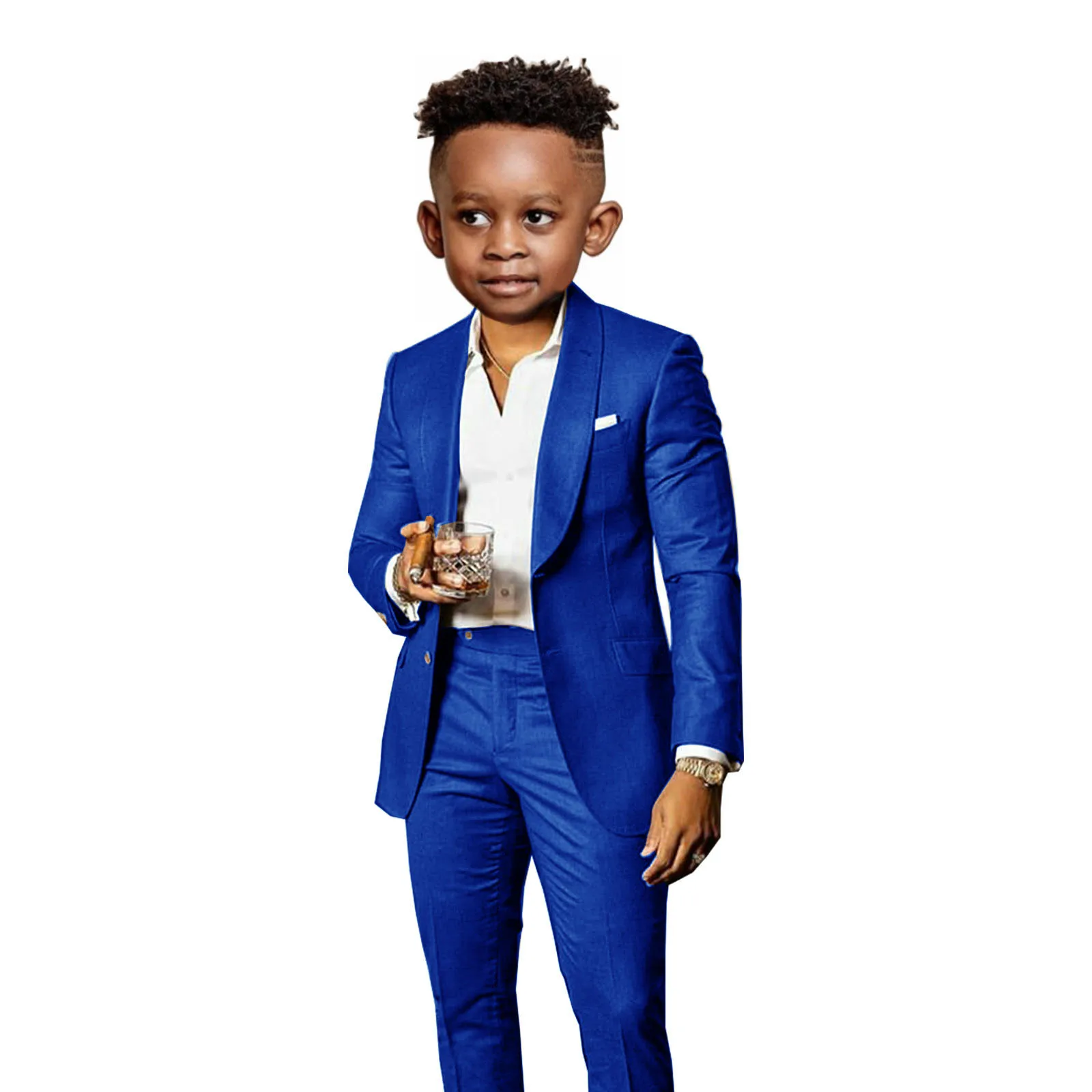 Children's Brown 2-Piece Suit with Shawl Collar - Elegant Formal Wear for Weddings and Parties