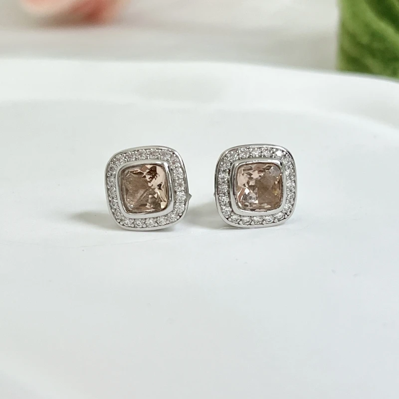 HSC DY Cable Classics Earrings in Sterling Silver with Amethyst and Pave Diamonds at Ahee Jewelers