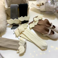 Baby Girls Knee High Socks Long Kids Soft Cotton Angel Wings Princess Children Sock Ruffle Leg Warmers Cute Girl Socks For 0-8 Y 2